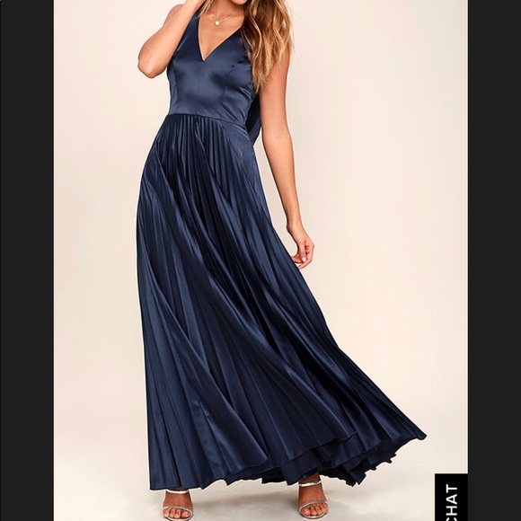 Dresses & Skirts - EPIC NIGHT NAVY BLUE SATIN MAXI DRESS